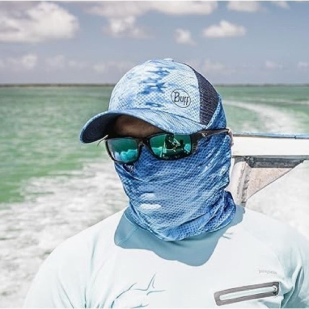 Buff Blue Patterned Neckwear Gaiter